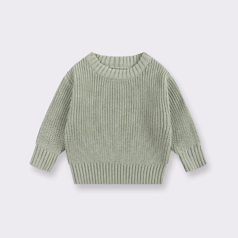 Simple Solid Color Girls' Round Neck Base Knitwear