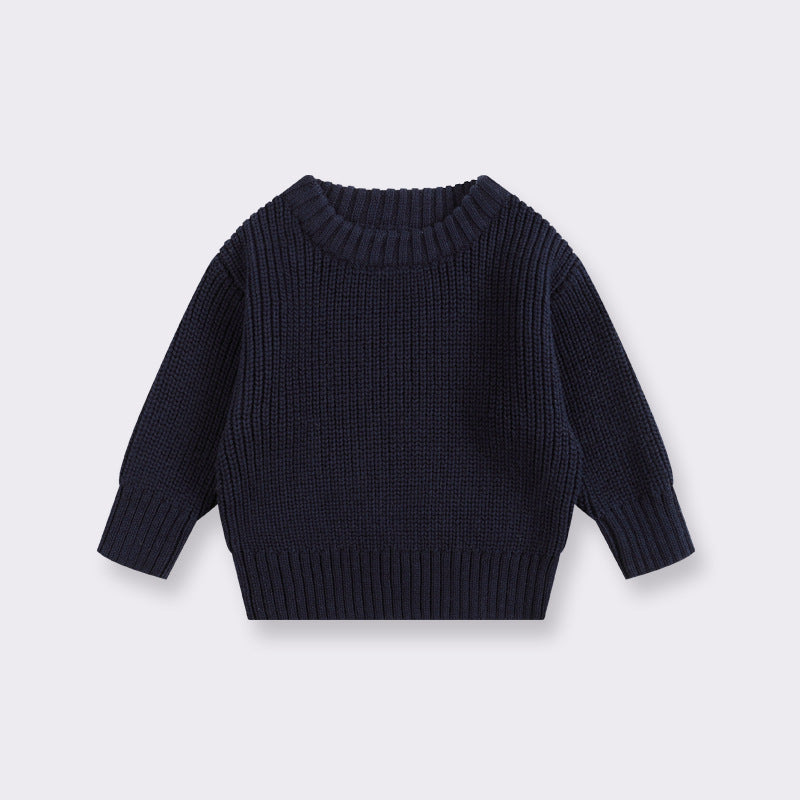 Simple Solid Color Girls' Round Neck Base Knitwear