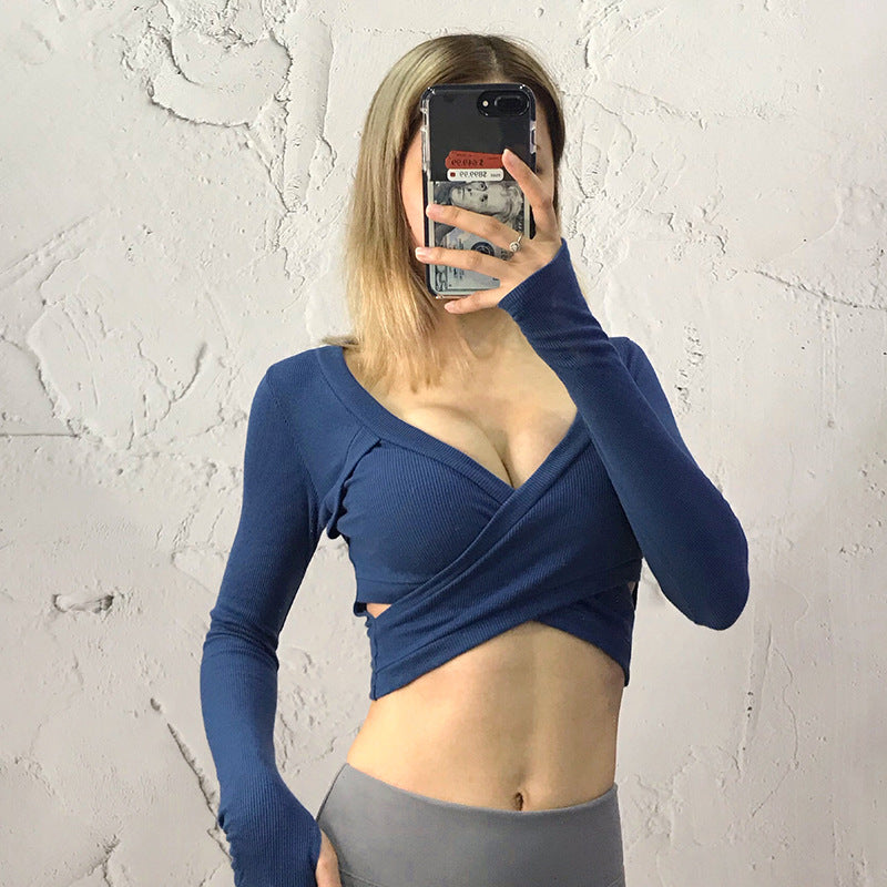 Sexy Long-sleeved Slim Slimming Sports Top Women's