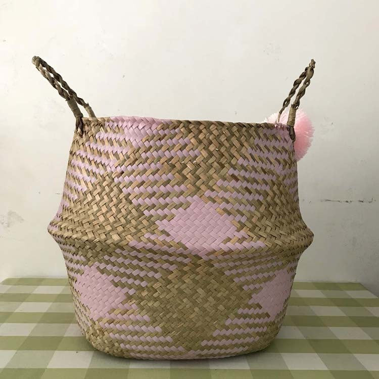 Straw Fruit Folding Basket Kitchen Organizing Decoration