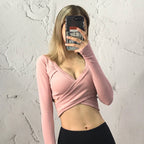 Sexy Long-sleeved Slim Slimming Sports Top Women's