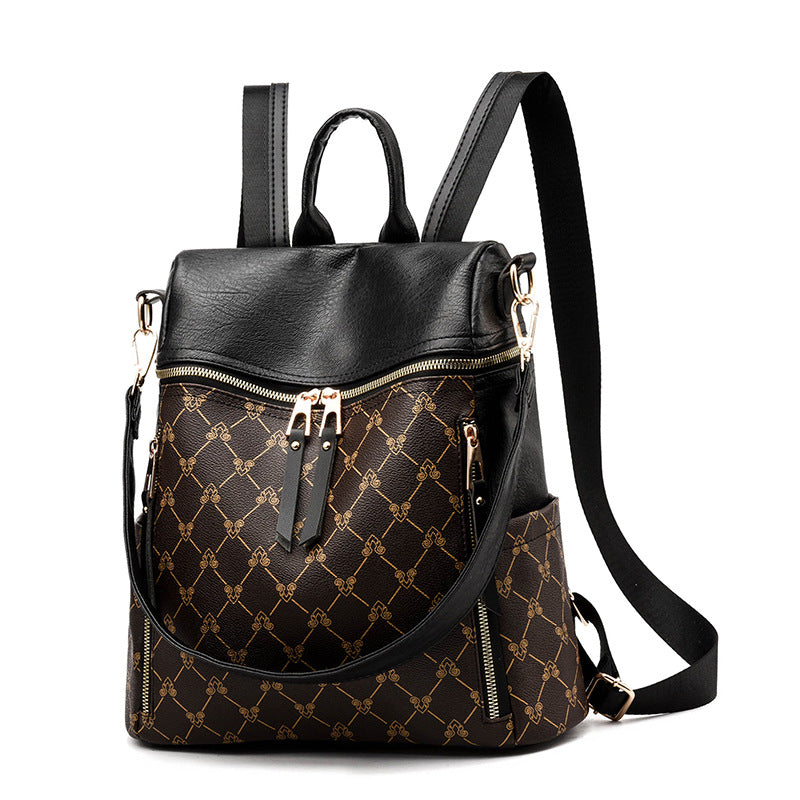 Anti-Theft Backpack Women'S Bag, All-Match Bag, Fashion College Style Wide Band Single