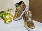 Nightclub boots bright face personality Martin boots men's casual high-top shoes retro gold boots