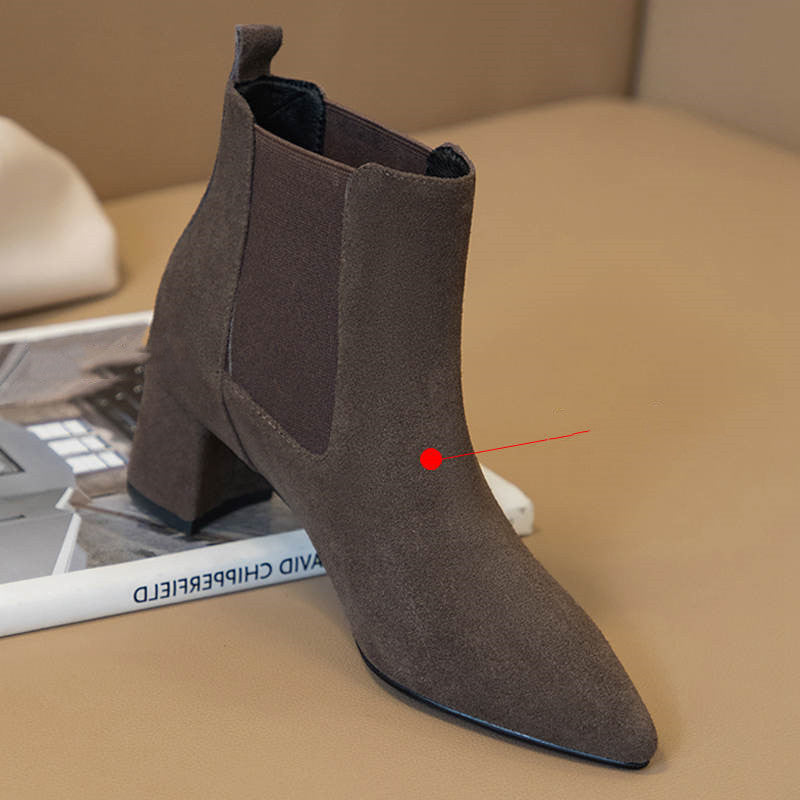 Short Boots Women's Leather Boots Boots Women's Boots Thick Heel Mid-heel Boots