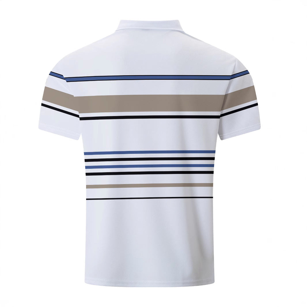 Men's Striped Short Sleeve Summer Business Casual Loose T-shirt