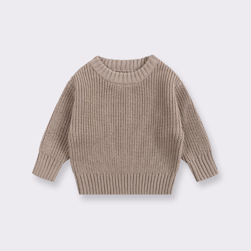 Simple Solid Color Girls' Round Neck Base Knitwear