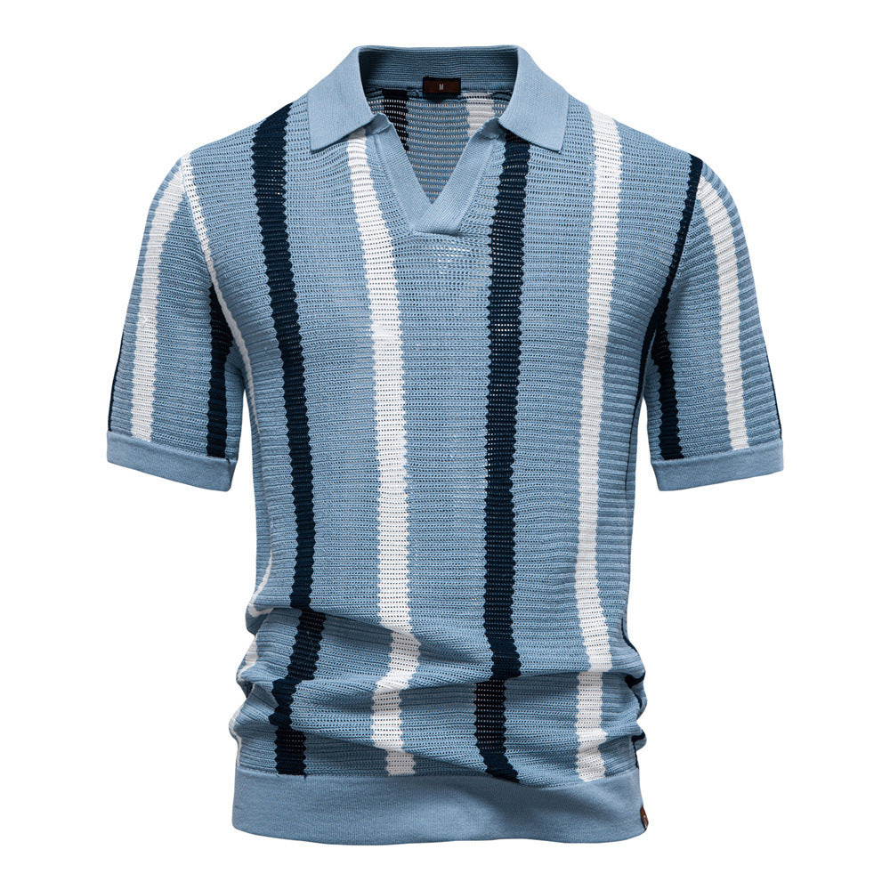 Breathable Hollow Men's Short-sleeved Polo Shirt Sweater