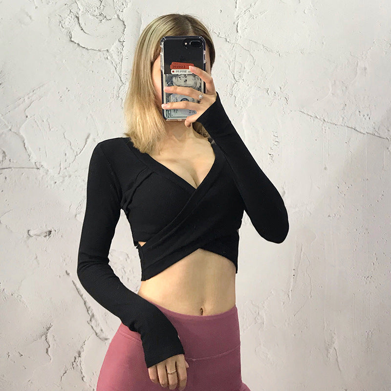 Sexy Long-sleeved Slim Slimming Sports Top Women's