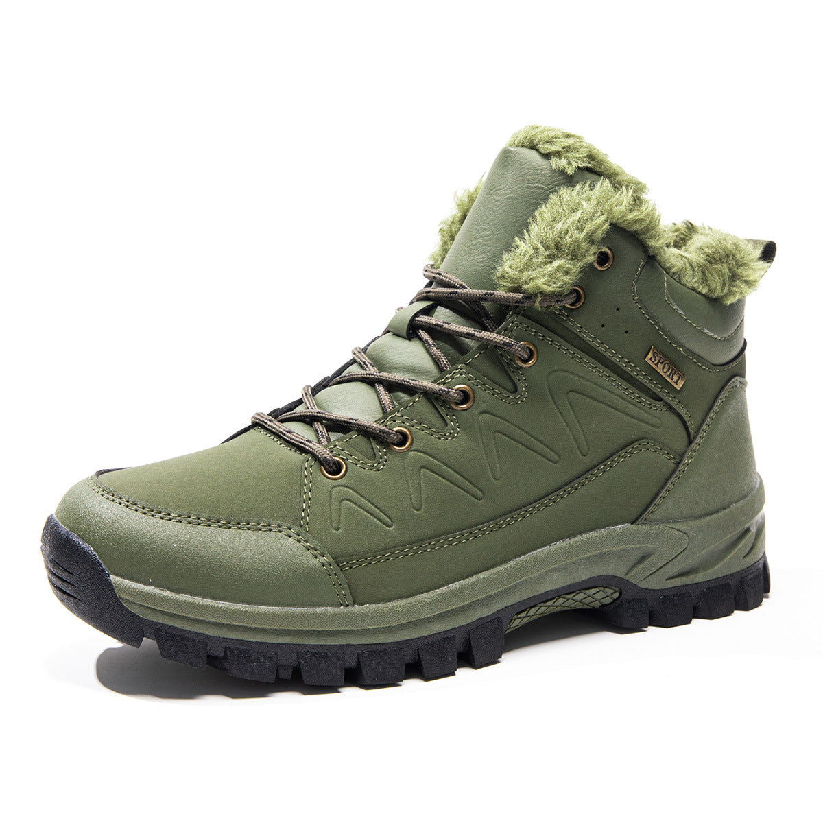 Mens Plus-Size High-Top Fleece-Lined Thermal Cotton Shoes