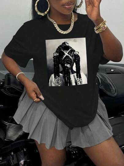 Women's Simple Loose Casual Print Short Sleeve