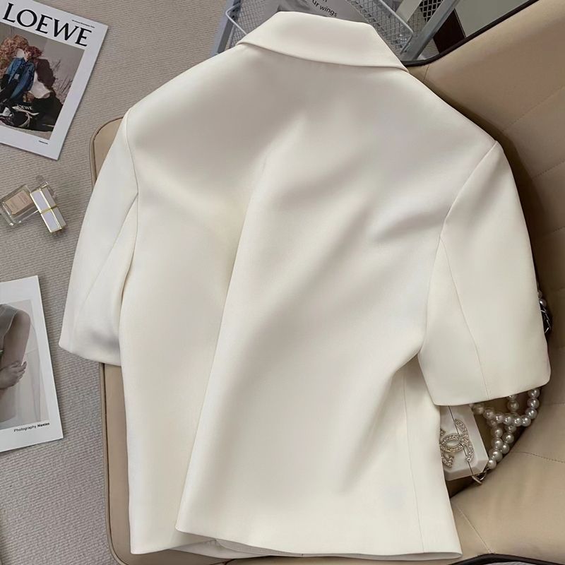 Women's Creamy-white Short-sleeved Suit Jacket