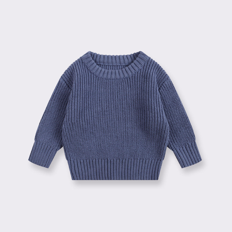Simple Solid Color Girls' Round Neck Base Knitwear