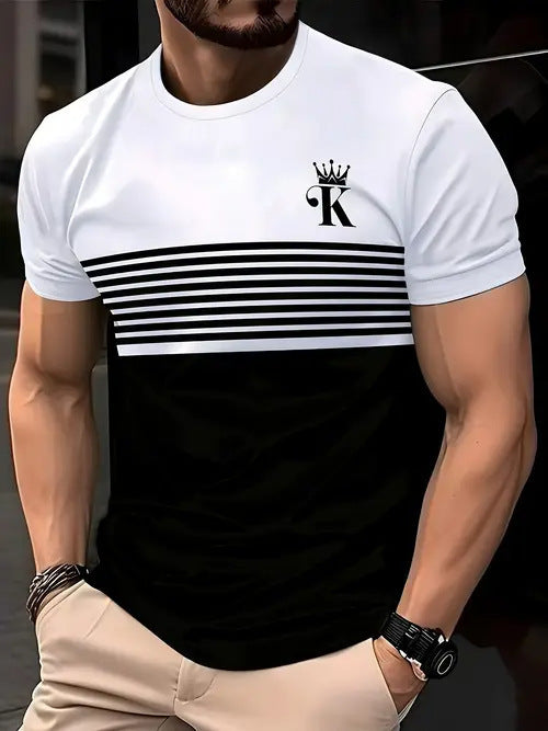 New Fashion Casual High Quality Contrast Color Men's Short Sleeve T-shirt