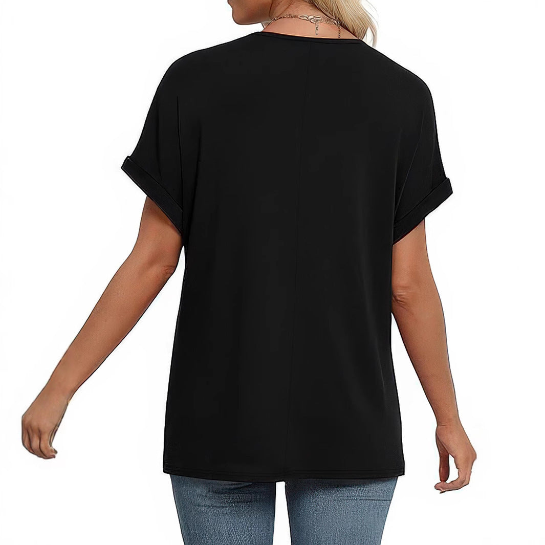 Women's V-neck Loose Short Sleeve T-shirt Top