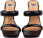 Ninety Union Raddle Metallic Heel Pleaded Two Band Slide