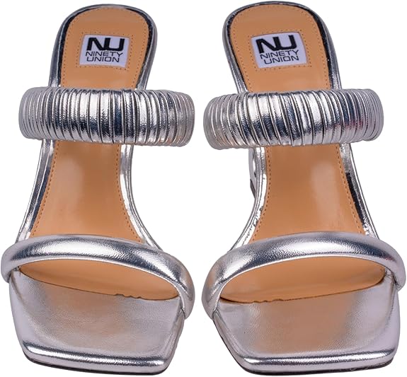 Ninety Union Raddle Metallic Heel Pleaded Two Band Slide