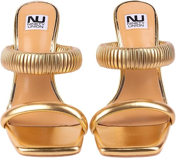 Ninety Union Raddle Metallic Heel Pleaded Two Band Slide