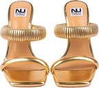 Ninety Union Raddle Metallic Heel Pleaded Two Band Slide