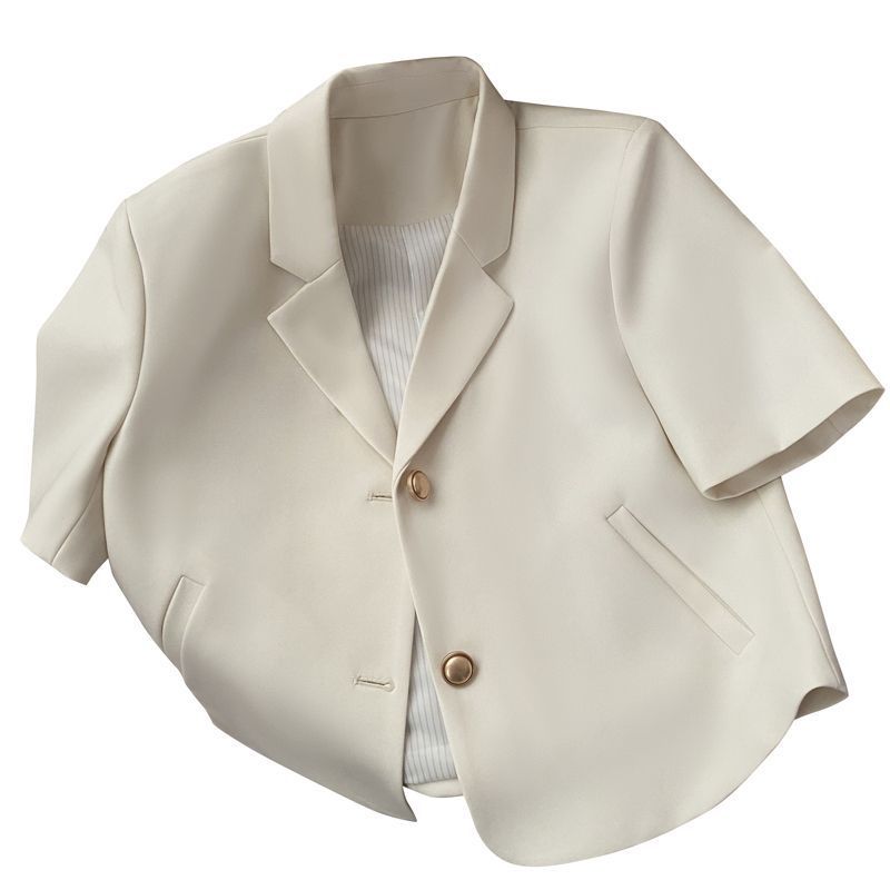 Women's Creamy-white Short-sleeved Suit Jacket