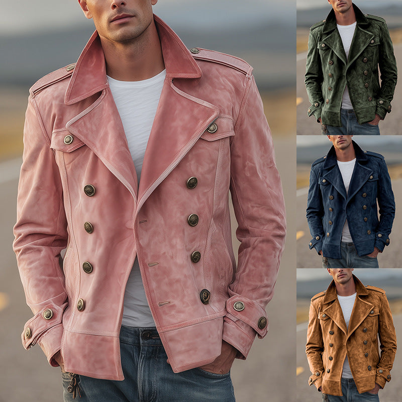 Men's Solid Color Button With Minimalist Design Casual Fashionable Jacket