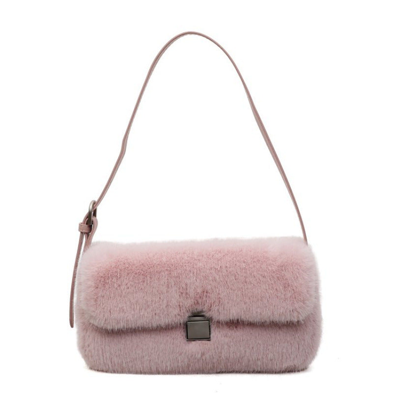 Retro Armpit Fashionable Shoulder Plush Bag