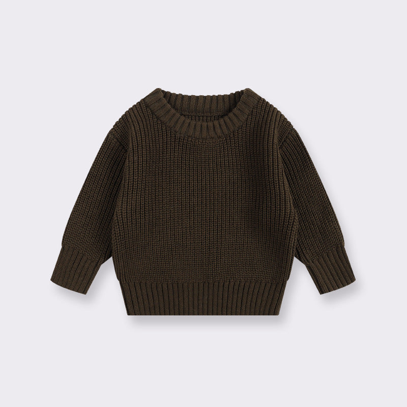 Simple Solid Color Girls' Round Neck Base Knitwear