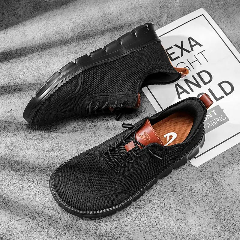 Summer large-sized wide-toe casual shoes with soft sole and anti-slip function for men, breathable Fly-Weave men's shoes