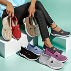 Womens Spring Summer Knit Slip On Sneakers Breathable Mesh Casual Shoes with Arch Support Machine Washable Multi Colors
