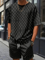 Summer Hot Selling Men's 3D Printed Polyester Short Sleeved Shorts Set, Fashionable Casual Breathable Set, Daily Wear
