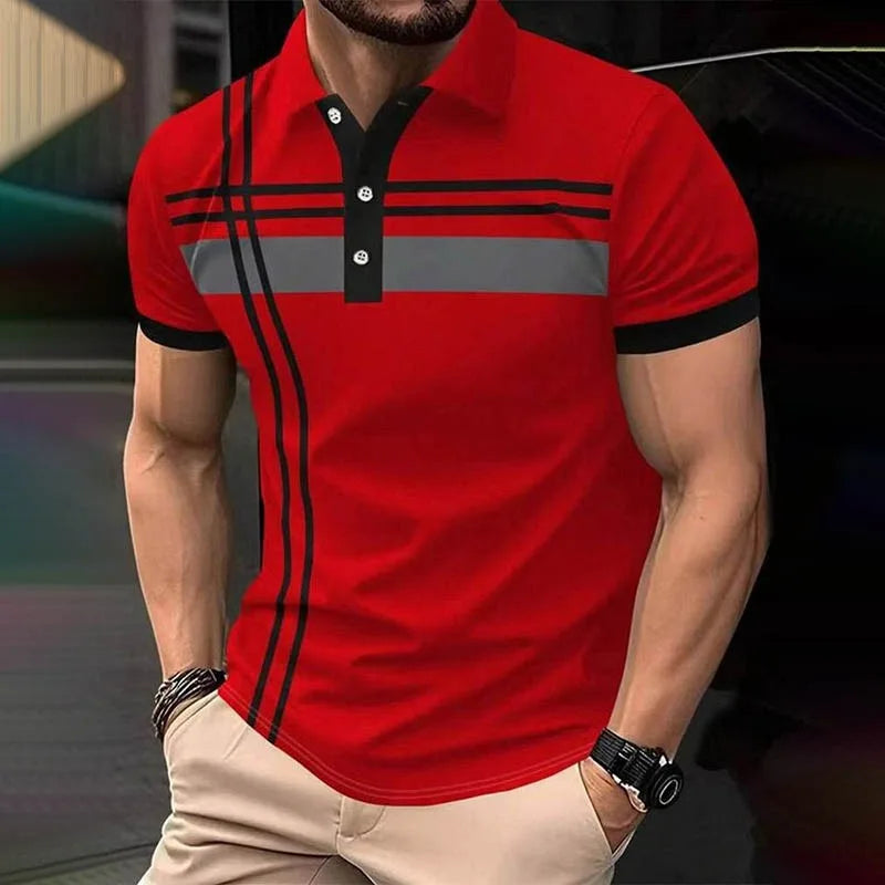 Summer Men Short Sleeve Fake Pocket Stitching Casual Polo Shirt Tops 100% Polyester
