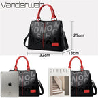 2 Layers Ladies Quality Leather Letter Shoulder Bags for Women 2024 Luxury Handbags Women Bags Designer Large Capacity Tote Bag
