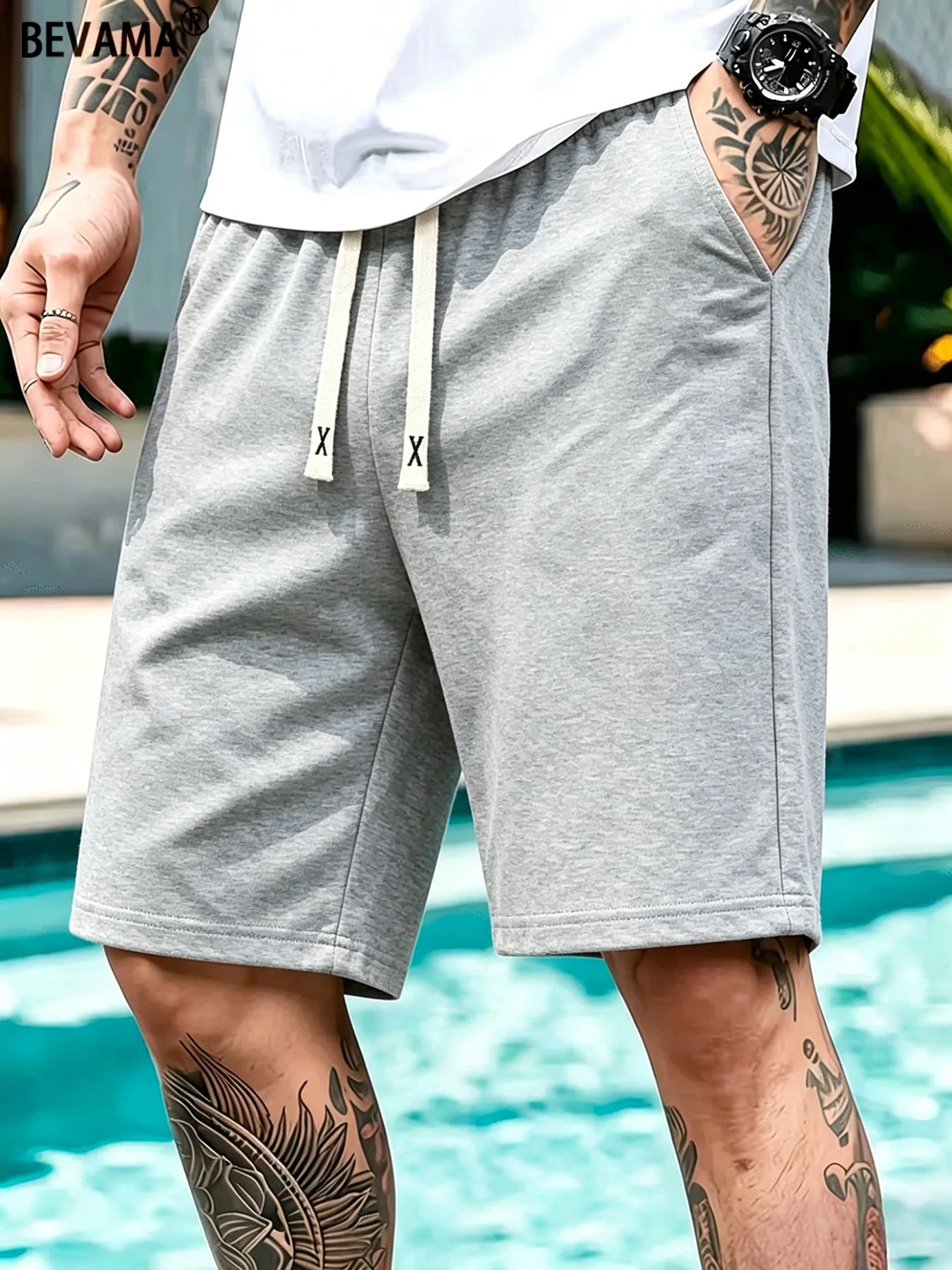Men Drawstring Shorts Casual Jogger Sweathshorts Summer Running Shorts Casual Classic Workout Beach Travel Pants