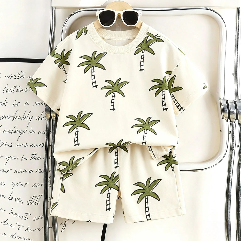 Toddler Animal Print Summer Outfit Set 2pcs Tee and Shorts
