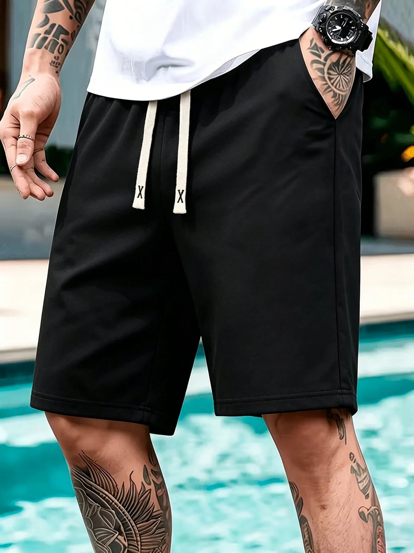 Men Drawstring Shorts Casual Jogger Sweathshorts Summer Running Shorts Casual Classic Workout Beach Travel Pants