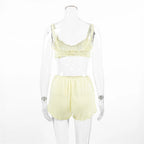 Fashion Female Sleepwear Set Spaghetti Strap Pajamas Crop Top Nightie Tank Tops Pyjamas Shorts Casual Nightgowns Suit