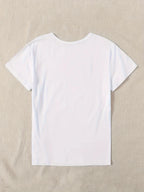 Cute Print Solid Crew Neck T-Shirt, Short Sleeve Casual Every Day Top For All Season, Women's Clothing