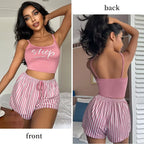 Sexy Summer Women Pajamas Set Sleepwear Cotton Home Clothes Tops And Shorts Cute Soft Sleeveless Nightwear For Female