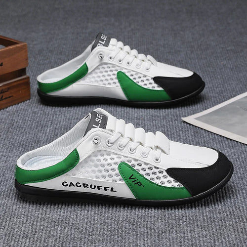 2026 Summer New Style Closed-Toe Half-Slip Men's Shoes with Breathable Mesh Slip-On Design, Fashionable and Breathable Loafers