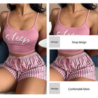 Sexy Summer Women Pajamas Set Sleepwear Cotton Home Clothes Tops And Shorts Cute Soft Sleeveless Nightwear For Female