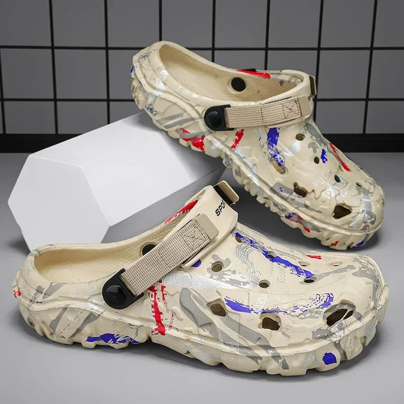 Plus Size 4849 Summer Men Sandals Clogs Outdoor Garden Clogs Hole Shoes Male Casual Shoes Water Shoes Comfort Home Soft Slippers