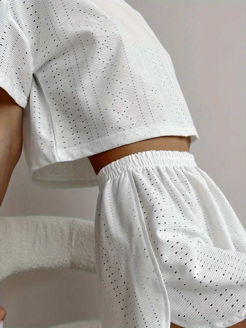Women's sleepwear short sleeved shorts, solid color breathable and sexy two-piece home suit, summer comfortable casual sleepwear
