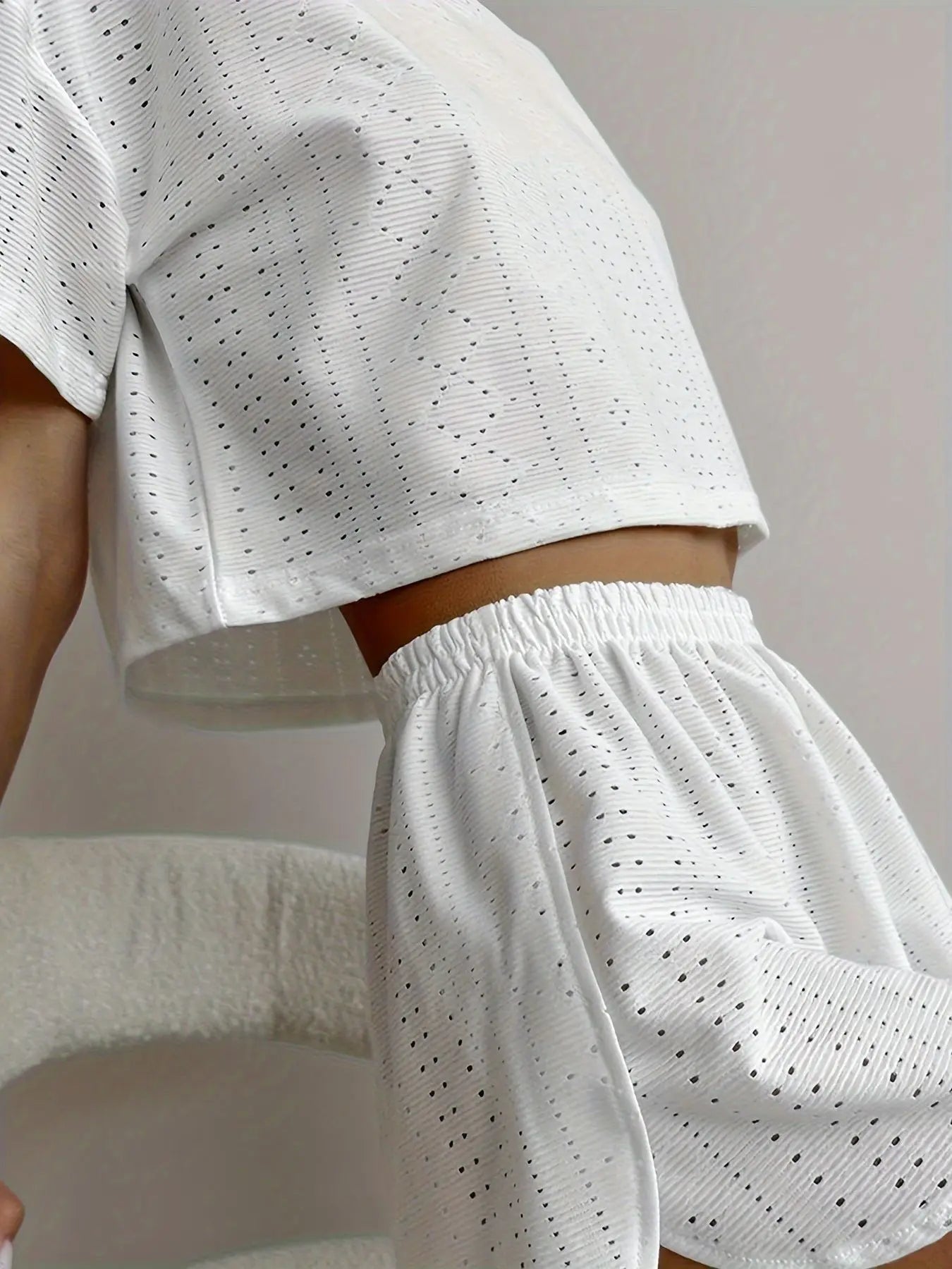 Women's sleepwear short sleeved shorts, solid color breathable and sexy two-piece home suit, summer comfortable casual sleepwear