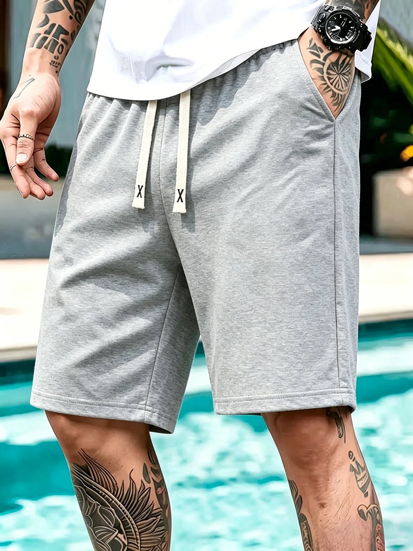 Men Drawstring Shorts Casual Jogger Sweathshorts Summer Running Shorts Casual Classic Workout Beach Travel Pants