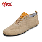 YRZL Men's Summer Mesh Thin Bottom New Style Breathable Non-Slip Casual Walking Slippers Lightweight Driving Shoes for Men