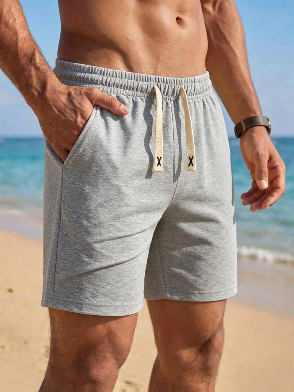Men Drawstring Shorts Casual Jogger Sweathshorts Summer Running Shorts Casual Classic Workout Beach Travel Pants