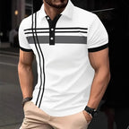 Summer Men Short Sleeve Fake Pocket Stitching Casual Polo Shirt Tops 100% Polyester