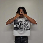 Футболка America Graffiti Album Printing T Shirt Y2k Clothes for Man Playeras Para Hombres Tシャツ メンズ Summer Streetwear Harajuku