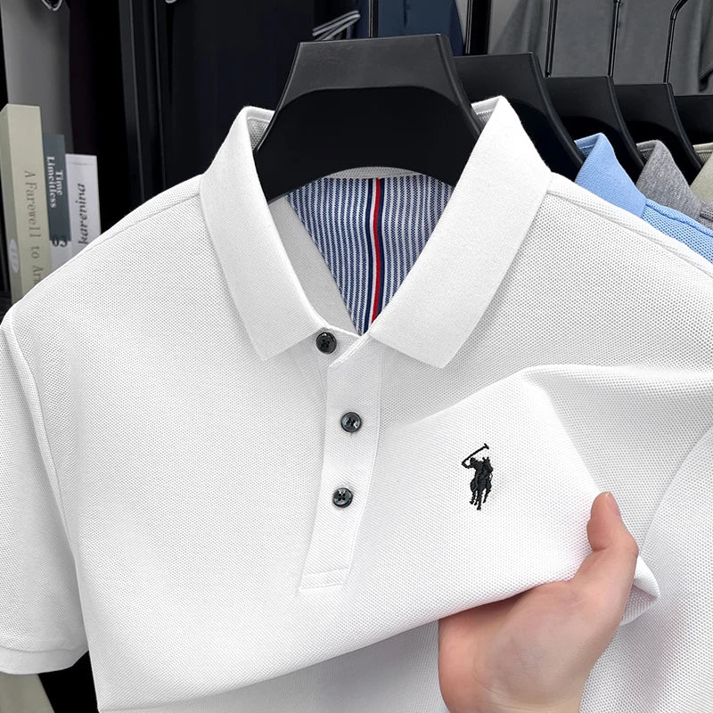 100% pure cotton high-end brand men's short sleeve polo shirt summer fashion original pony embroidery golf Paul  casual T-shirt