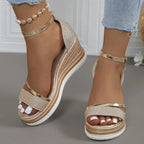 Women Sandals Wedges Sandals Fashion Solid Color Platform Beach Shoes Shallow Casual Women High Heels Designer Open Toe Sandals