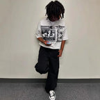 Футболка America Graffiti Album Printing T Shirt Y2k Clothes for Man Playeras Para Hombres Tシャツ メンズ Summer Streetwear Harajuku